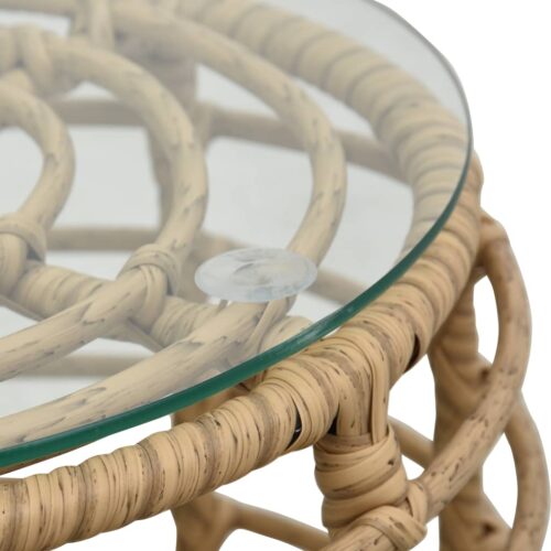 3-Piece Bistro Set Poly Rattan Wicker Outdoor Patio Furniture Oak - Image 3