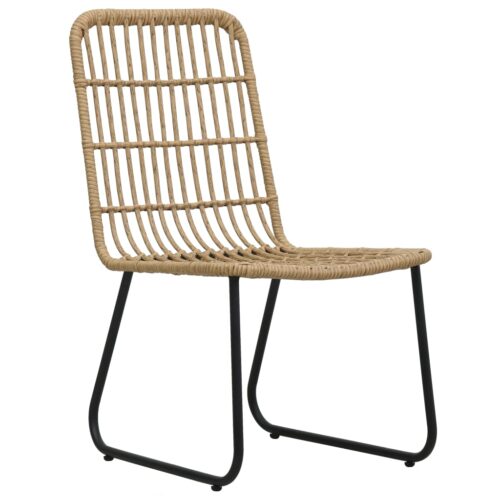 3-Piece Bistro Set Poly Rattan Wicker Outdoor Patio Furniture Oak - Image 4