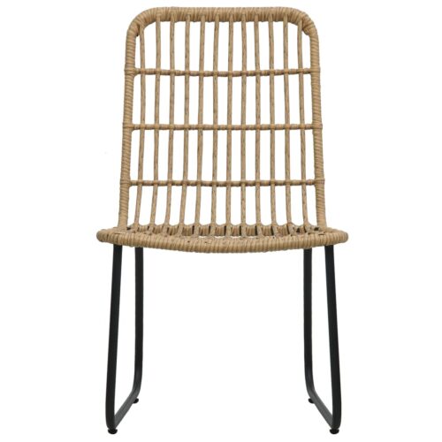 3-Piece Bistro Set Poly Rattan Wicker Outdoor Patio Furniture Oak - Image 5
