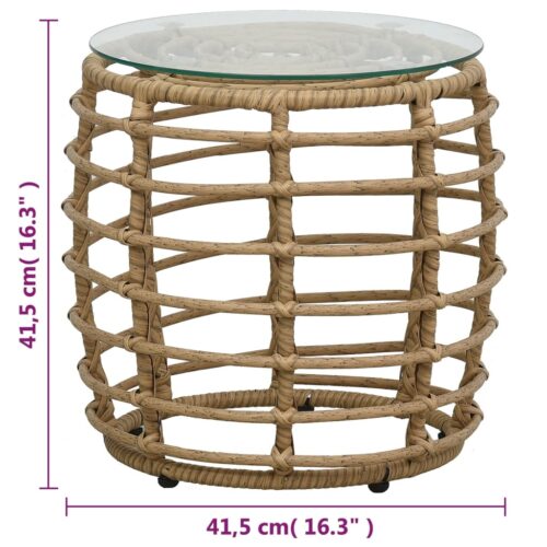 3-Piece Bistro Set Poly Rattan Wicker Outdoor Patio Furniture Oak - Image 7
