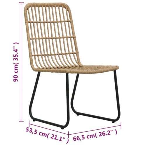 3-Piece Bistro Set Poly Rattan Wicker Outdoor Patio Furniture Oak - Image 8