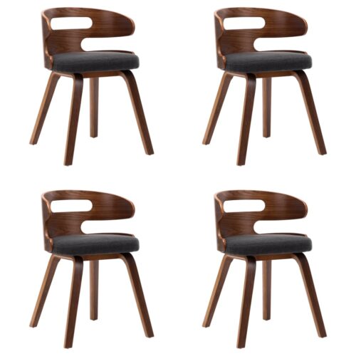 Dining Chairs 4pcs Dark Grey Bent Wood Fabric