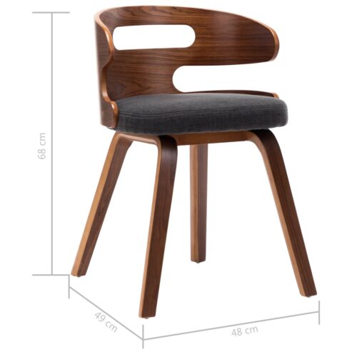 Dining Chairs 4pcs Dark Grey Bent Wood Fabric - Image 2
