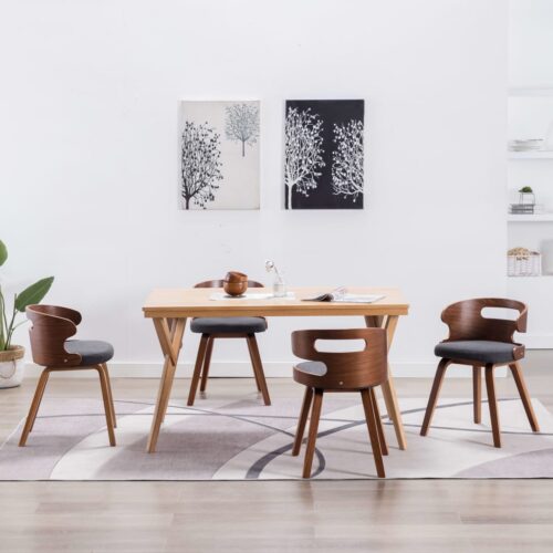 Dining Chairs 4pcs Dark Grey Bent Wood Fabric - Image 8