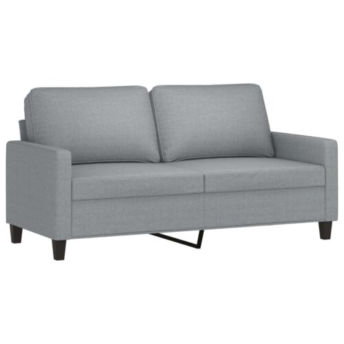 3pcs Sofa Set with Cushions Ottoman Stool 4-Seater Lounge Couch Fabric Grey - Image 4