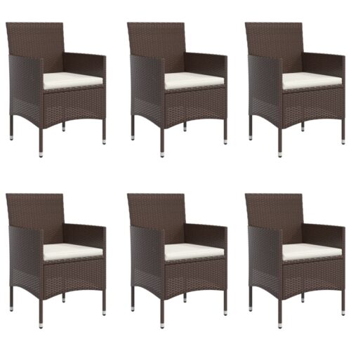 7-Piece Garden Dining Set with Cushions Brown Black - Image 4