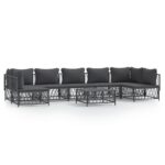 8-Piece Garden Lounge Set with Cushions Anthracite Steel