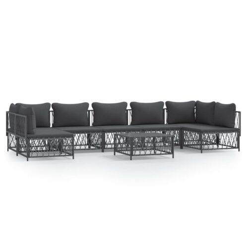 8-Piece Garden Lounge Set with Cushions Anthracite Steel
