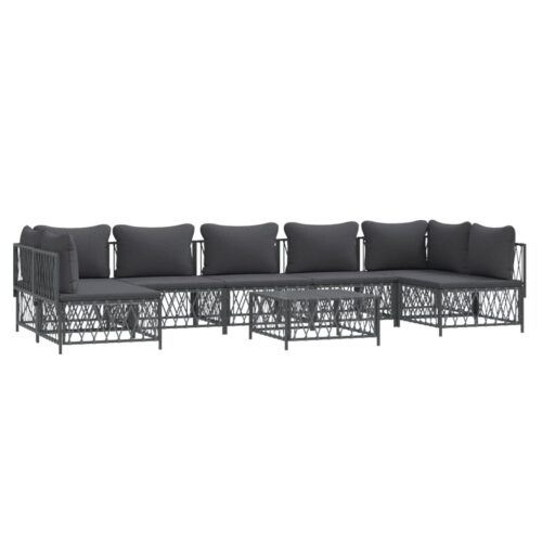 8-Piece Garden Lounge Set with Cushions Anthracite Steel - Image 3