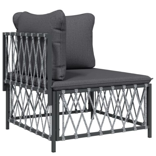 8-Piece Garden Lounge Set with Cushions Anthracite Steel - Image 4