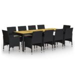 11-Piece Garden Dining Set Outdoor Patio Table Chairs Setting Wicker Rattan Grey