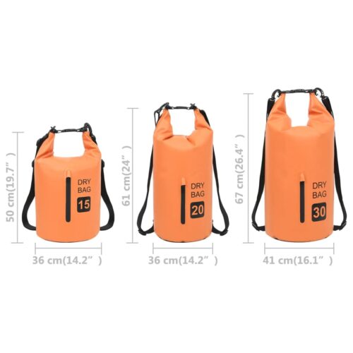 20L Zipper Dry Bag Waterproof Fishing Camping Boating Sport Sack Beach Storage Pack Orange - Image 10