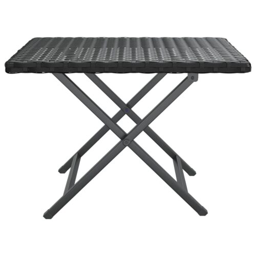 Folding Table Black 45x35x32cm Poly Rattan - Image 3