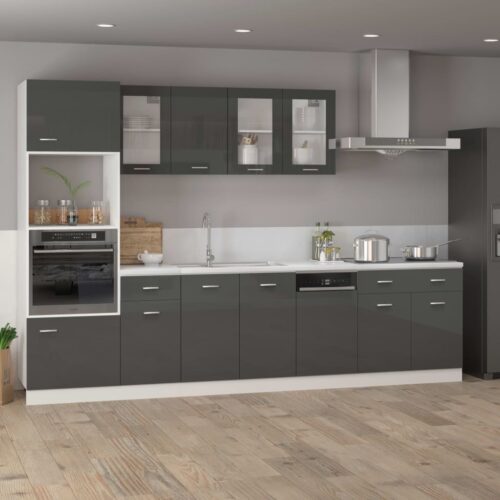 Dishwasher Panel High Gloss Grey 45x3x67cm Engineered Wood - Image 3