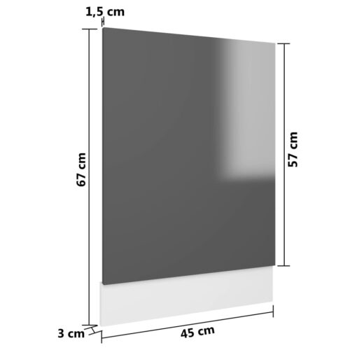 Dishwasher Panel High Gloss Grey 45x3x67cm Engineered Wood - Image 6