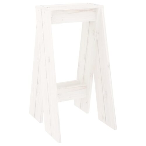 2x Rustic Pine Wood Stools Kitchen Dining Counter Barstools Chairs White 40x40x75cm - Image 4