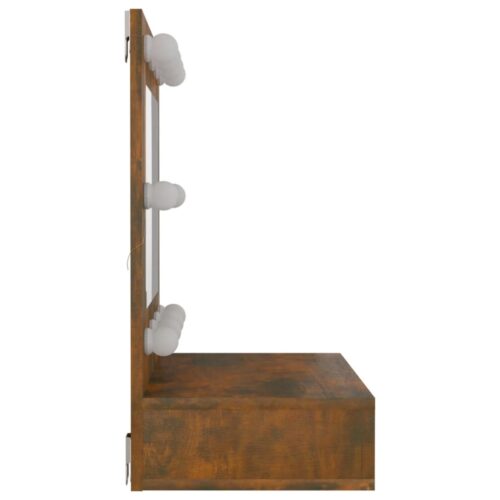 LED Lights Mirror Cabinet Makeup Vanity Storage Shelf Smoked Oak 60x31.5x62cm - Image 6