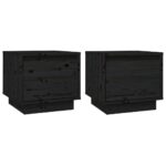 Bedside Cabinets 2pcs Black 35x34x32cm Solid Wood Pine