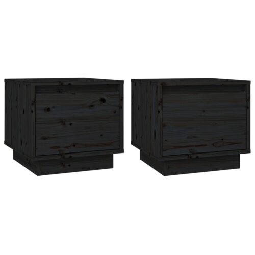 Bedside Cabinets 2pcs Black 35x34x32cm Solid Wood Pine