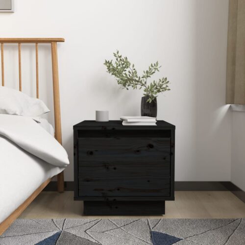 Bedside Cabinets 2pcs Black 35x34x32cm Solid Wood Pine - Image 3
