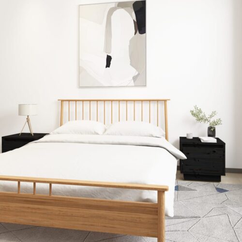 Bedside Cabinets 2pcs Black 35x34x32cm Solid Wood Pine - Image 11