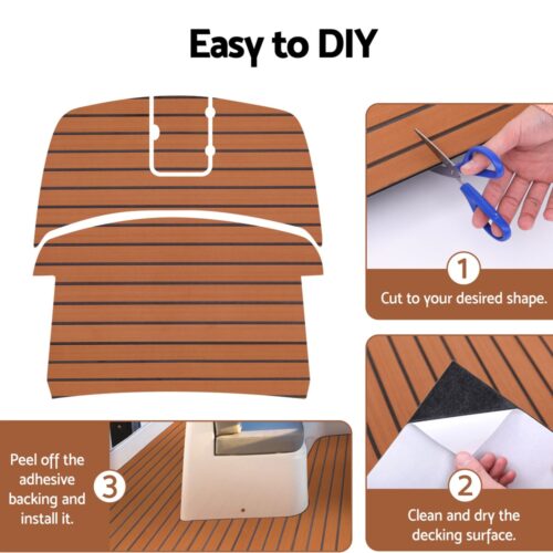 Seamanship EVA Foam Boat Flooring Mat Decking Sheet 240x90x0.6cm Dark Brown - Image 6