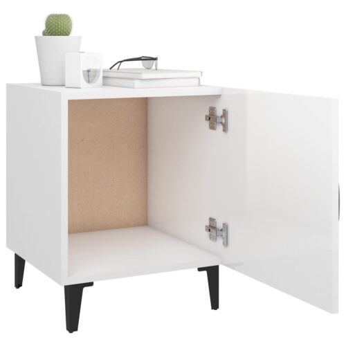 Bedside Cabinet High Gloss White Engineered Wood - Image 6