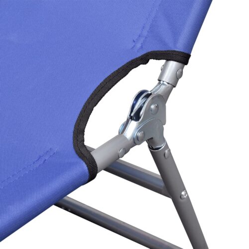 Folding Sun Lounger with Head Cushion Powder-coated Steel Blue - Image 5