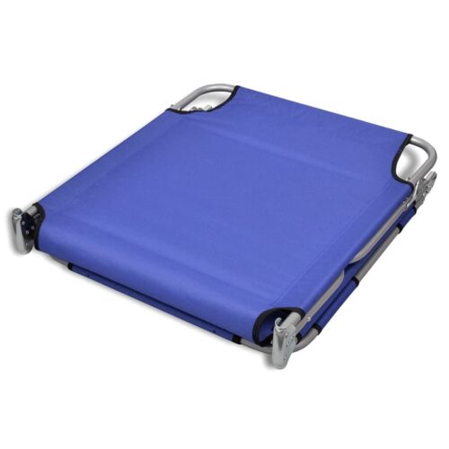 Folding Sun Lounger with Head Cushion Powder-coated Steel Blue - Image 6