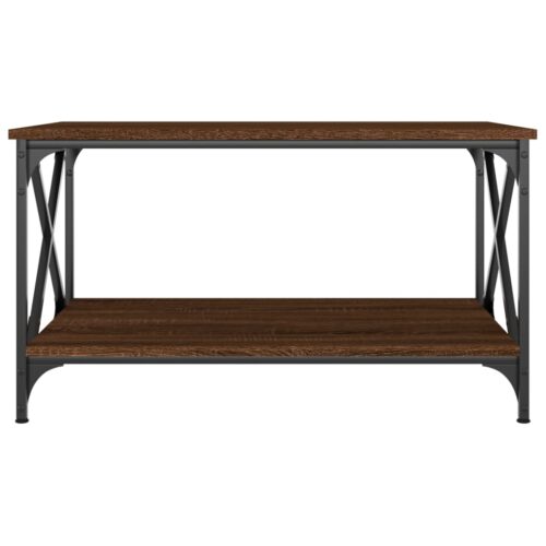 Coffee Table Brown Oak 80x50x45cm Engineered Wood Iron - Image 3