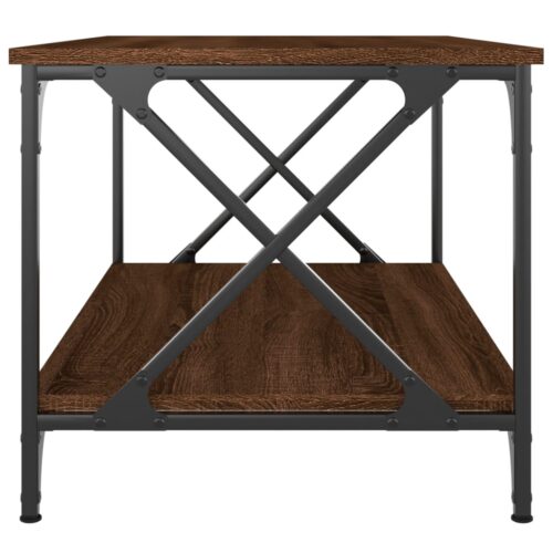 Coffee Table Brown Oak 80x50x45cm Engineered Wood Iron - Image 4