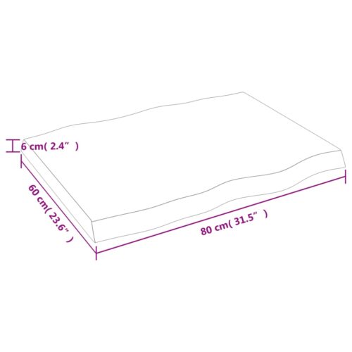 Table Top Dark Brown 80x60x(2-6)cm Treated Solid Wood DIY Desk Panel Board - Image 7