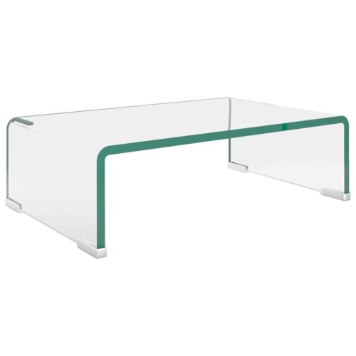 TV Stand Monitor Riser Glass Clear 40x25x11cm