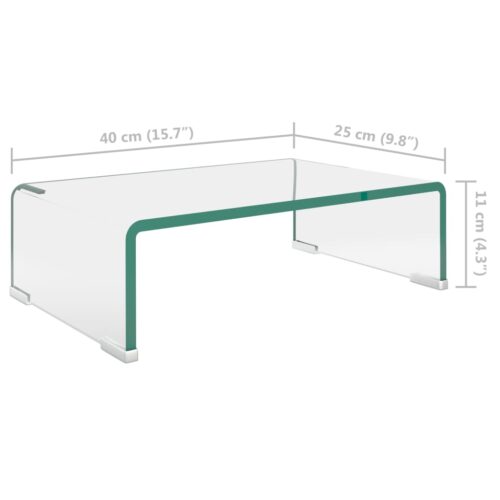 TV Stand Monitor Riser Glass Clear 40x25x11cm - Image 6