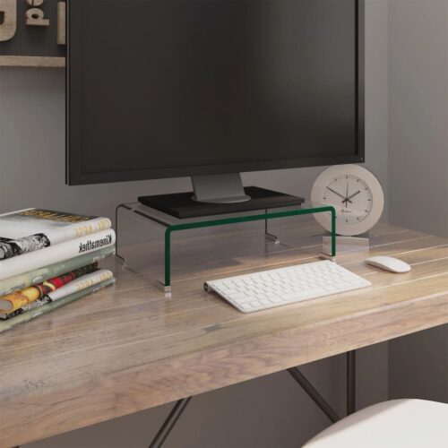 TV Stand Monitor Riser Glass Clear 40x25x11cm - Image 7