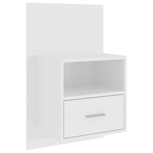 Wall-mounted Bedside Cabinet High Gloss White - Image 2