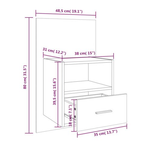Wall-mounted Bedside Cabinet High Gloss White - Image 8