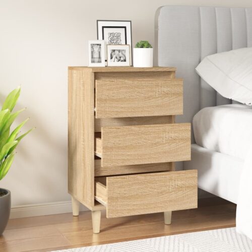 Wooden Bedside Table Drawers Storage Side Cabinet Bedroom Nightstand Sonoma Oak - Image 3