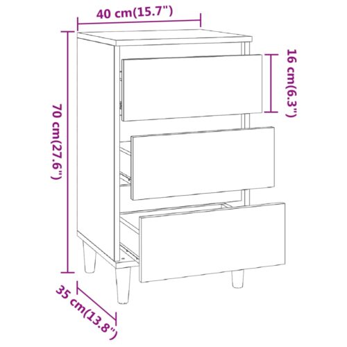 Wooden Bedside Table Drawers Storage Side Cabinet Bedroom Nightstand Sonoma Oak - Image 10