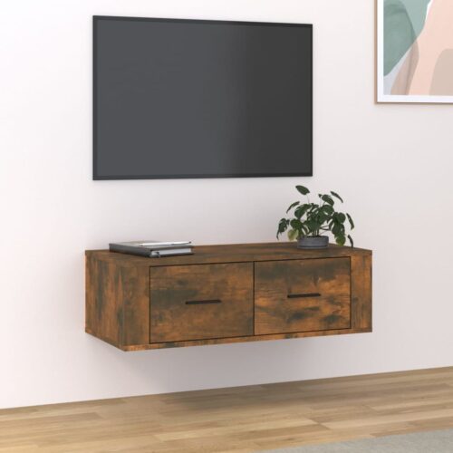 Hanging TV Cabinet Smoked Oak 80x36x25cm Engineered Wood
