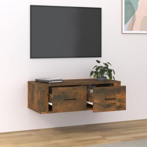 Hanging TV Cabinet Smoked Oak 80x36x25cm Engineered Wood - Image 3
