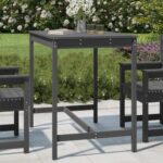 Garden Table Grey 121x82.5x110cm Solid Wood Pine