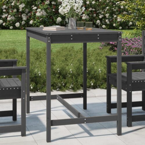 Garden Table Grey 121x82.5x110cm Solid Wood Pine - Image 8