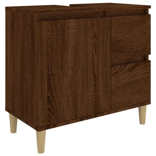 Wooden Bathroom Vanity Cabinet Basin Sink Storage Rack Stand Brown Oak 65x33x60cm