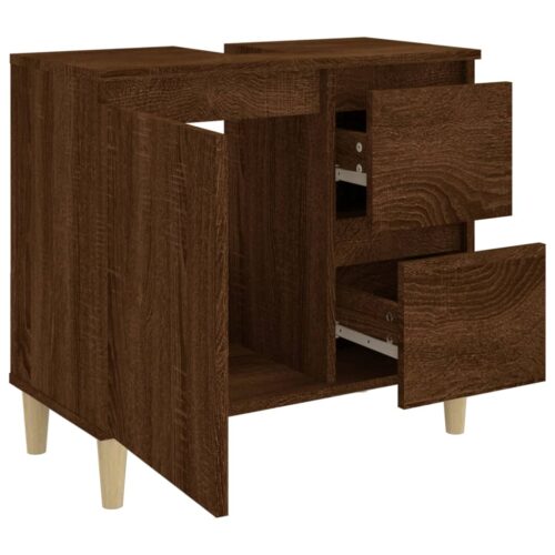 Wooden Bathroom Vanity Cabinet Basin Sink Storage Rack Stand Brown Oak 65x33x60cm - Image 6