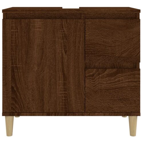 Wooden Bathroom Vanity Cabinet Basin Sink Storage Rack Stand Brown Oak 65x33x60cm - Image 7