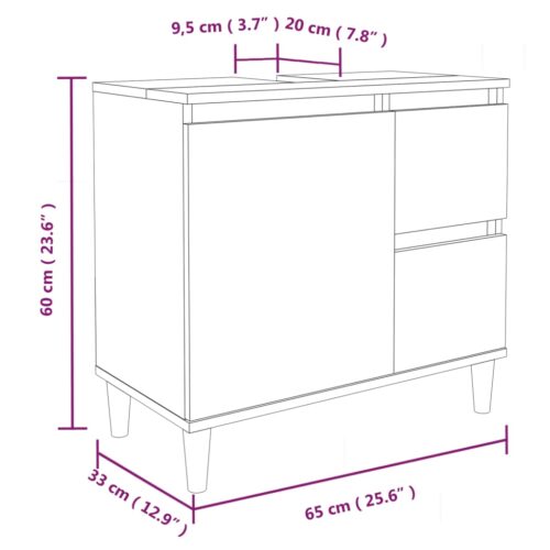 Wooden Bathroom Vanity Cabinet Basin Sink Storage Rack Stand Brown Oak 65x33x60cm - Image 11