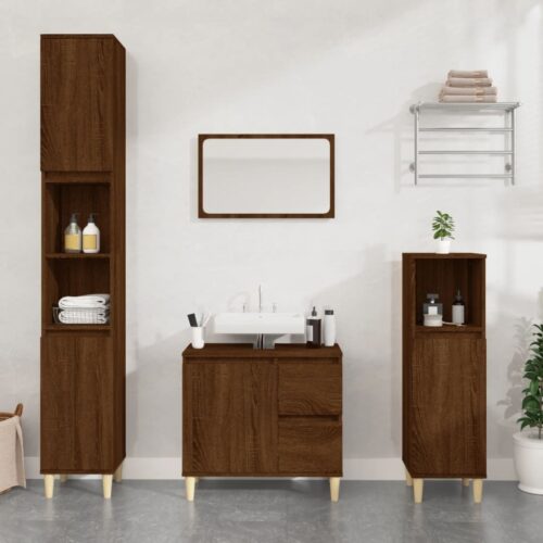 Wooden Bathroom Vanity Cabinet Basin Sink Storage Rack Stand Brown Oak 65x33x60cm - Image 12