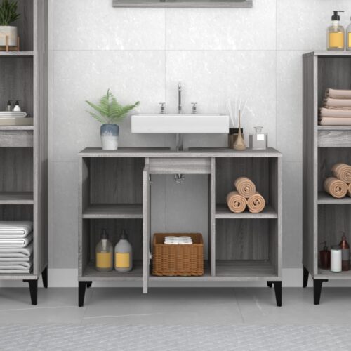 Sink Cabinet Grey Sonoma 80x33x60cm Engineered Wood - Image 3