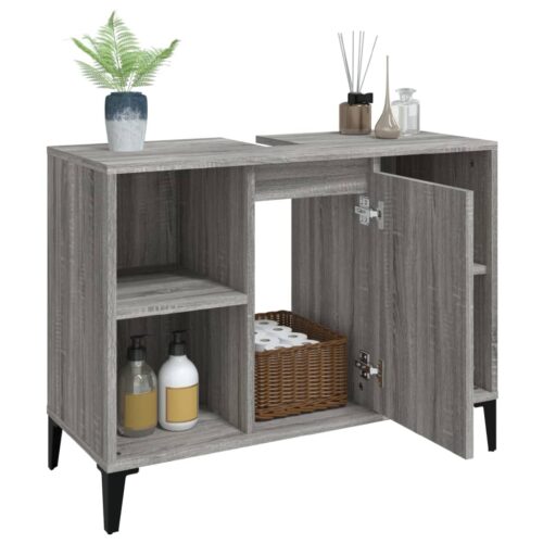 Sink Cabinet Grey Sonoma 80x33x60cm Engineered Wood - Image 5